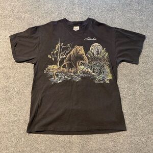 Vintage Alaska Bear Nature Graphic T-Shirt Hanes Heavyweight Large